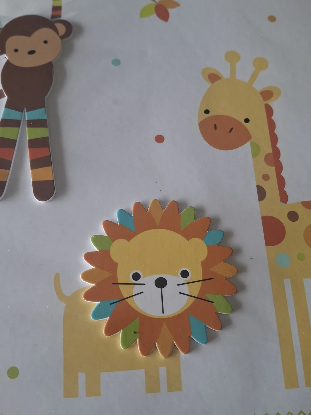 Baby Jungle Animal Scrapbook Paper - Monkey, Giraffe, Lion - White Background